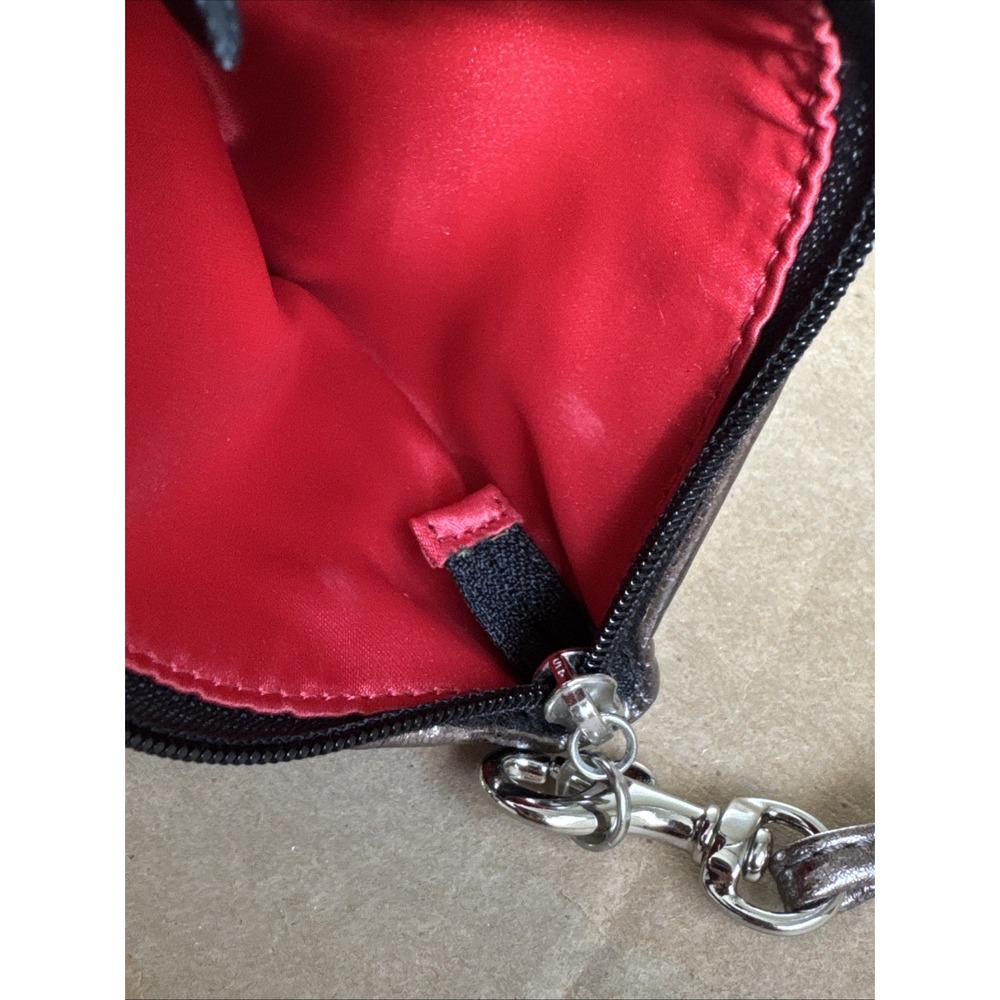 COACH Poppy Black Red Graffiti Bronze Metallic Leather Trim Wallet Wristlet EUC - Picture 10 of 16